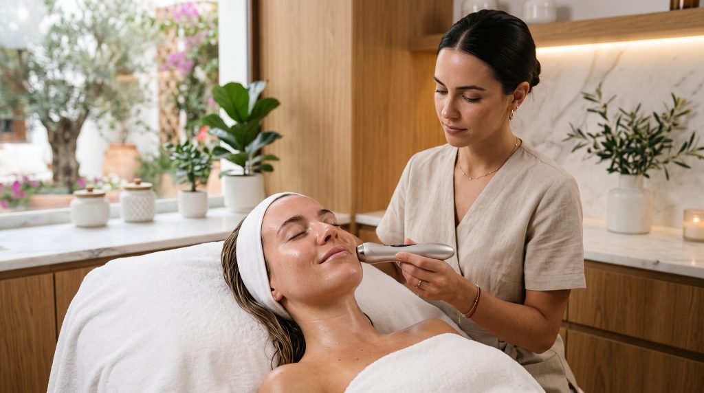 Limpieza facial en Sevilla cómo resetear tu rostro en otoño con AQUAPURE o Casmara - Imagen generada por IA